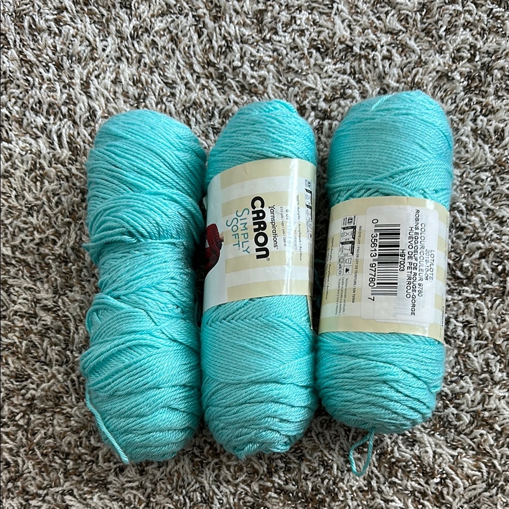 Caron Simply Soft Yarn lot in Robins Egg Medium Weight size 4